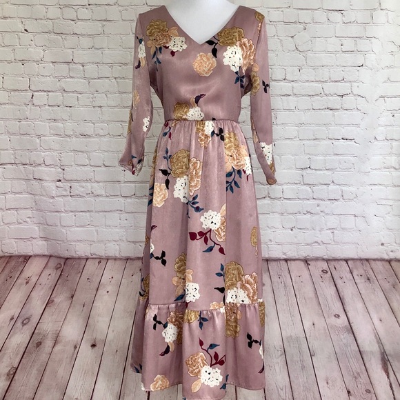 Mauve Floral Dress - Picture 1 of 8